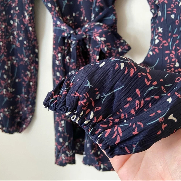 Floral Tunic Patterned Blouse Long Sleeve Top With Sash Size 1XL Tie Waist - Picture 4 of 11